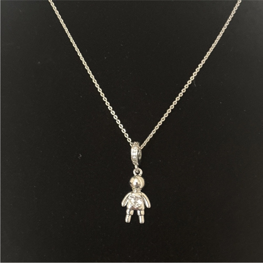 Silver CZ Heart Mom Necklace, 18k White Gold Plated, Mother’s Day Gift in Box - Picture 7 of 12